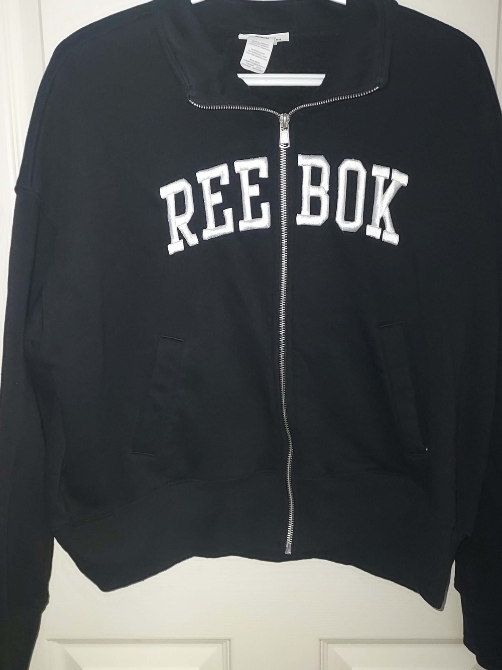 Reebok Black Zip-Up Shirt Jacket with White Logo